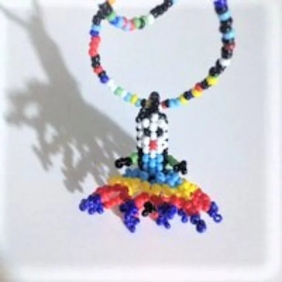 Vintage Handmade Seed Beaded Doll Skirt Necklace - Picture 1 of 6